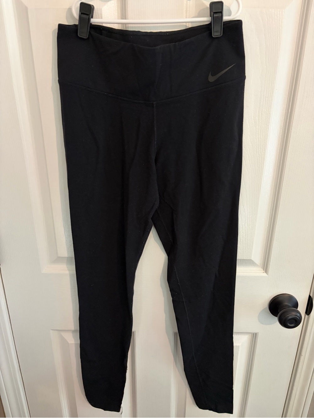 Nike Classic Black Athletic Leggings with Swoosh - Size M